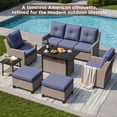 thumbnail image 3 of NestNook 7-Piece Outdoor Wicker Swivel Glider Patio Conversation Sets with Cushions and Fire Pit Table, 3 of 10