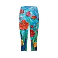 thumbnail image 5 of BADHUB Women's Floral Printed Capri Leggings Elastic High Waist Casual Leggings Pants Stretchy Tight Pants Lounge Workout Yoga Capris Pants, 5 of 5