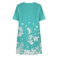 thumbnail image 4 of Midi Dresses for Women Summer Casual Loose Boho Floral Print Crewneck Short Sleeve Knee Length Ruched Dress with Pockets Spring Dresses for Women 2023, 4 of 7