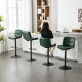 thumbnail image 6 of FIRAVOE Swivel Bar Stools Set of 3, Double-Layer Upholstered Swivel Bar Stools (Adjustable Height 24"-32"), PU Leather Modern Barstools with Back for Kitchen Island, Green, 6 of 8