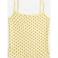 thumbnail image 4 of Yellow Polka Dot Square Neck Spaghetti Strap Ruched Crop Tank Top For Women, 4 of 5