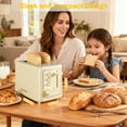 thumbnail image 4 of VAVSEA 2 Slice Toaster, 1000W Retro Bread Toaster with 6 Shade Settings & LED Light, Wide Slot Toaster for Bagels, Waffles, Toast, Bread, Removable Crumb Tray, Breakfast Helper, Beige, 4 of 9