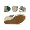 thumbnail image 2 of BLISSFUL STEP Sandales Compensées Espadrilles à Plateforme avec Strass pour Femmes Vert (Taille 6), 2 of 4