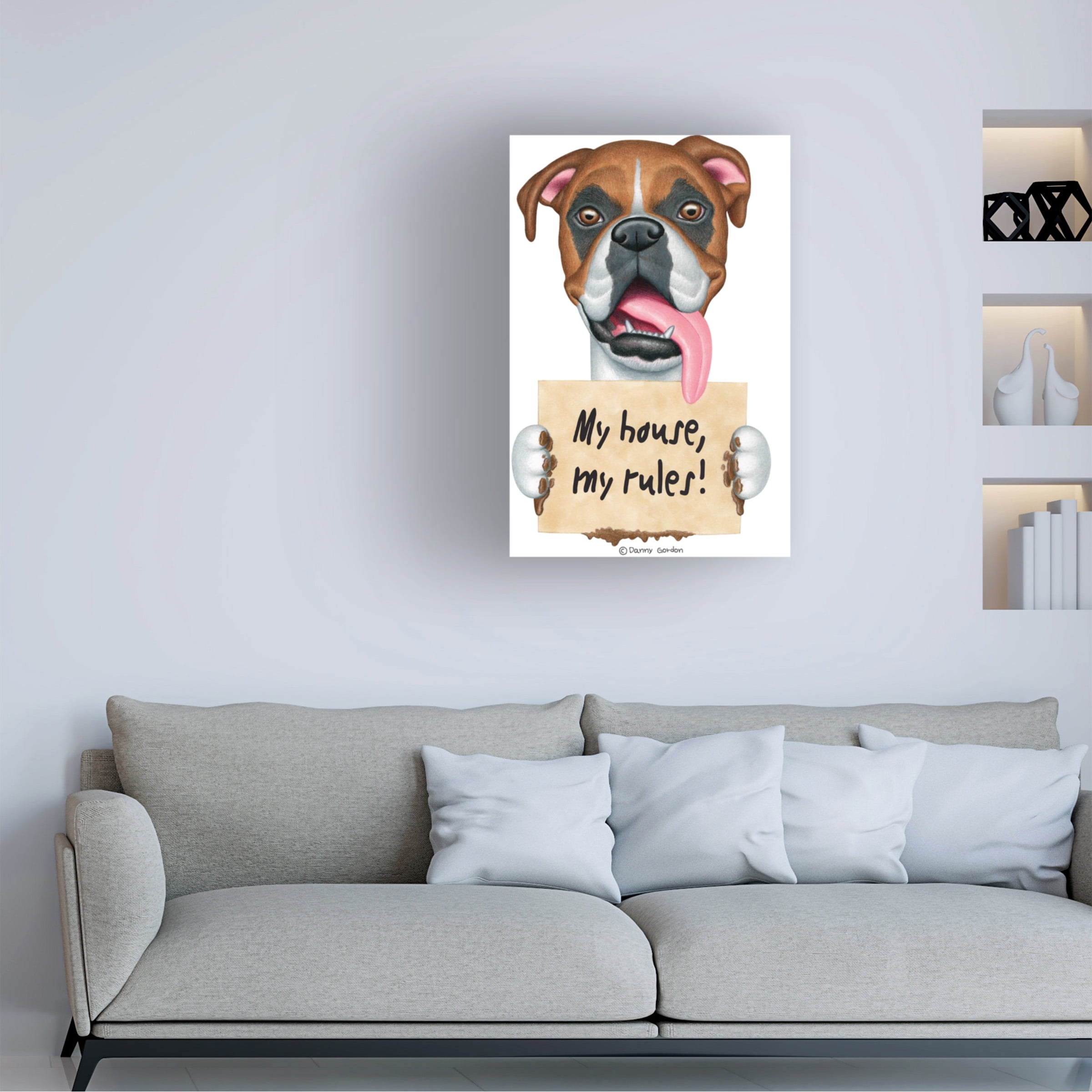 Danny Gordon Art 'Boxer Holding Muddy Sign' Canvas Art