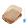 thumbnail image 1 of 50 Piezas Papel Pergamino para Freidora Aire con Cepillo Aceite Revestimientos para Freidora Aire Cuadrado Hojas Desechables para Freidora Aire Papel para Hornear 6,3 Pulgadas, 1 of 5