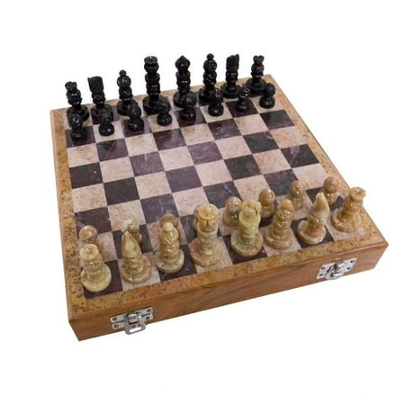 Hand Carved Chess Pieces - SEAICH Handmade Carved Soapstone 10-inch Chess Set (India) - Black