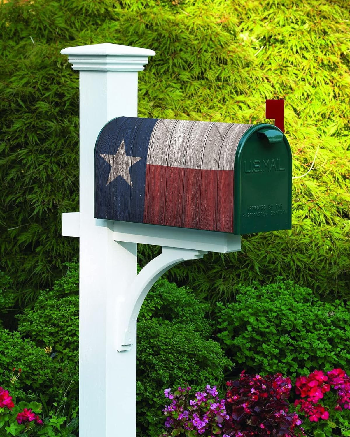 Mailbox Cover Magnetic Mailbox Wraps, Vintage Wood Texas Flag Mailbox Covers Standard Size 18x21 Inch Mail Wrap Post Letter Box Decoration for Outdoor Gardern Yard