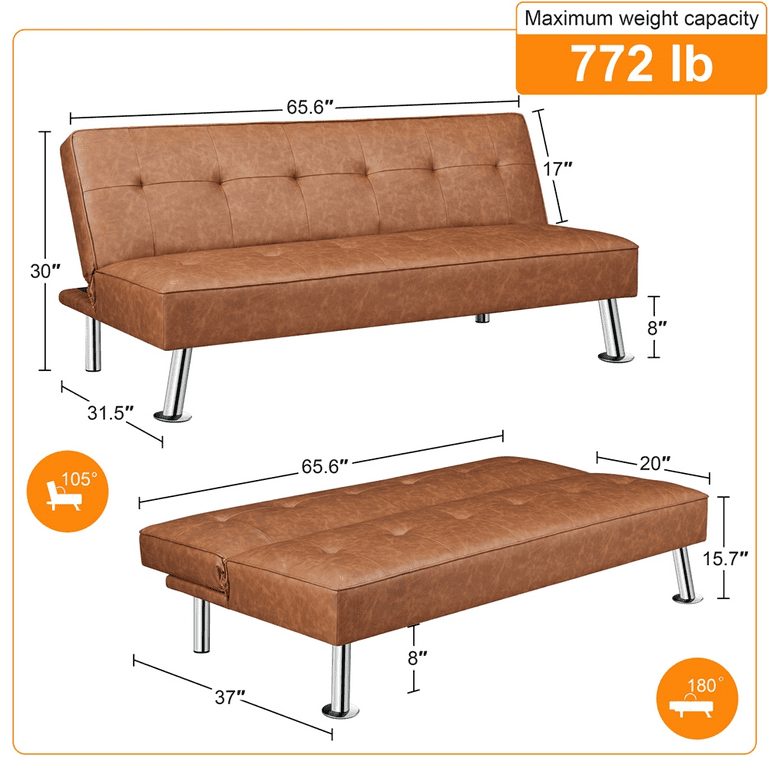 Walmart brown on sale leather futon