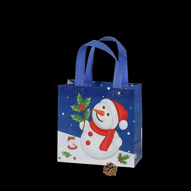 Bolsa de mano no tejida para regalo de Feliz Navidad, bolsa de almacenamiento para galletas, Chocolate, Papá Noel, muñeco de nieve, alce, turrón, suministros de Año Nuevo, 8/12 piezas