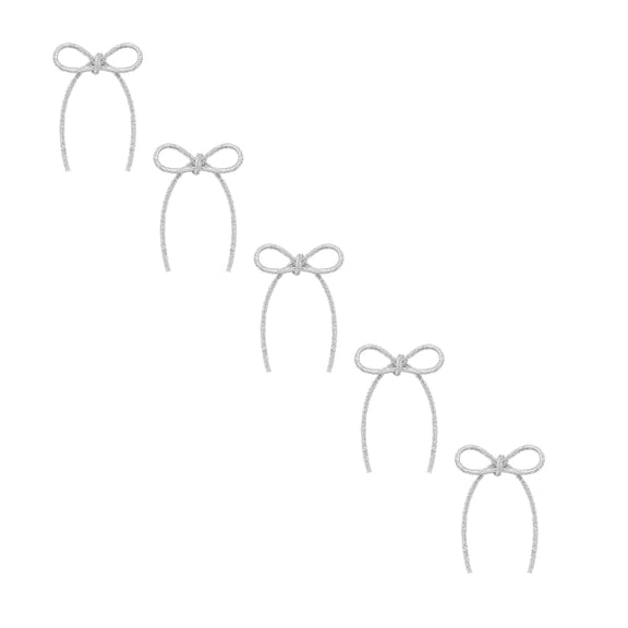 5 Pcs 4.3"x6" Glitter Christmas Bows, Sparkly Rhinestone Bow Ornaments with Twist Tie for Xmas Tree Decor, Wreath Garland Party Decorations, Indoor Outdoor Use