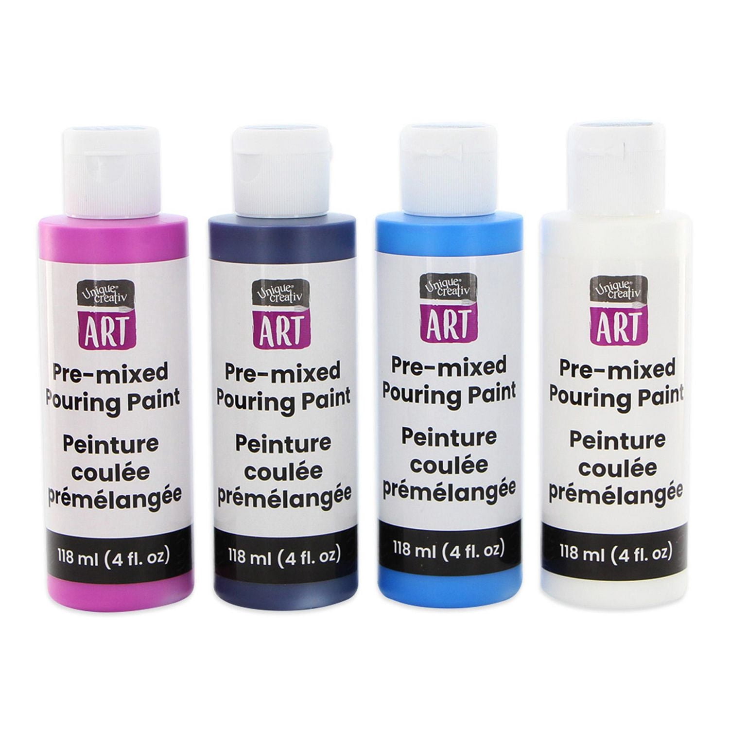 UNIQUE CREATIV ART Galaxy Pouring Paint Kit, Pre‑Mixed, 4 × 118 mL