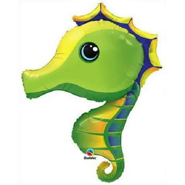 XL 42" Qualatex Green Seahorse Super Shape Mylar Foil Balloon