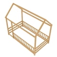 thumbnail image 6 of Leumius Twin Size Floor Bed with House Roof Frame, Fence Guardrails Montessori Floor Bed for Boys Girls Natural, 6 of 7