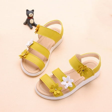 

New Summer Beach Baby Girl Flat Sandals Strappy Flowers Kids Toddler Shoes