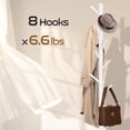 thumbnail image 3 of Solid Wooden Coat Rack Freestanding, New Zealand Pine Coat Tree with 8 Hooks & 3 Adjustable Sizes for Coats, Hats, Handbags and Scarves, Space Saving for Entryway/Office/Bedroom (Brown), 3 of 6