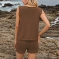 thumbnail image 5 of Oplxuo Womens Open Front Button Crochet Knit Vests Sets 2 Piece Sleeveless Summer Tank Top and Shorts Cute Lounge Sleepwear, 5 of 5