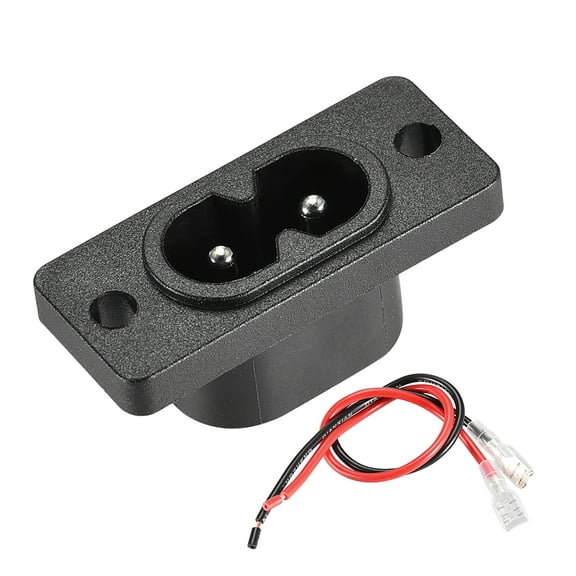 C8 Panel Mount Plug Adapter,AC 250V 6A 2 Pins IEC Inlet Module Plug Power Connector Socket Straight with 2 Wire 2pcs