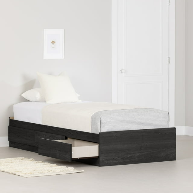 South Shore Fynn Twin Mates Bed with 3 Drawers, in Gray Oak