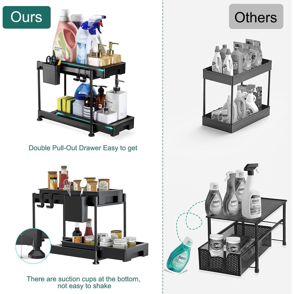 ShadeMart Under Sink Pull Out Organizer Shelf Cabinet Storage Shelves