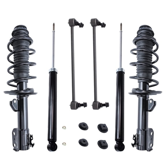 Detroit Axle - 6pc Struts Shocks Kit for 2006-2011 Toyota Yaris Complete Front 2 Struts with Coil Spring 2 Sway Bar Links 2 Rear Shock Absorbers 2007 2008 2009 2010 Replacement
