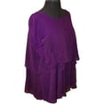 thumbnail image 3 of Ltctricy Women's Tunic Tops Sparkly 3/4 Bell Sleeve Crewneck Ruffle Hem Layered Glitter Mesh T Shirts Dressy Casual Party Blouses(Purple,X-Large), 3 of 6