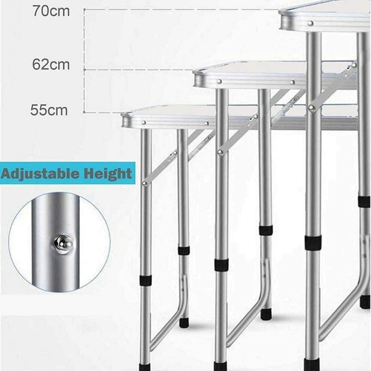 4 FT Folding Table, Portable Aluminum Alloy Camping Table with Carrying Handle, Indoor Outdoor Party Table, Compact Foldable Table, Beige