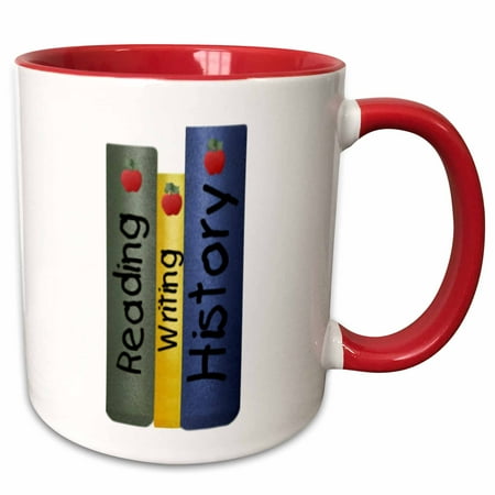 

3dRose Reading Writing and History - Two Tone Red Mug 11-ounce
