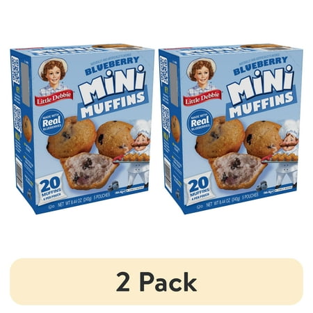 (2 pack) Little Debbie Blueberry Mini Muffins, 8.44 oz (5 Count)