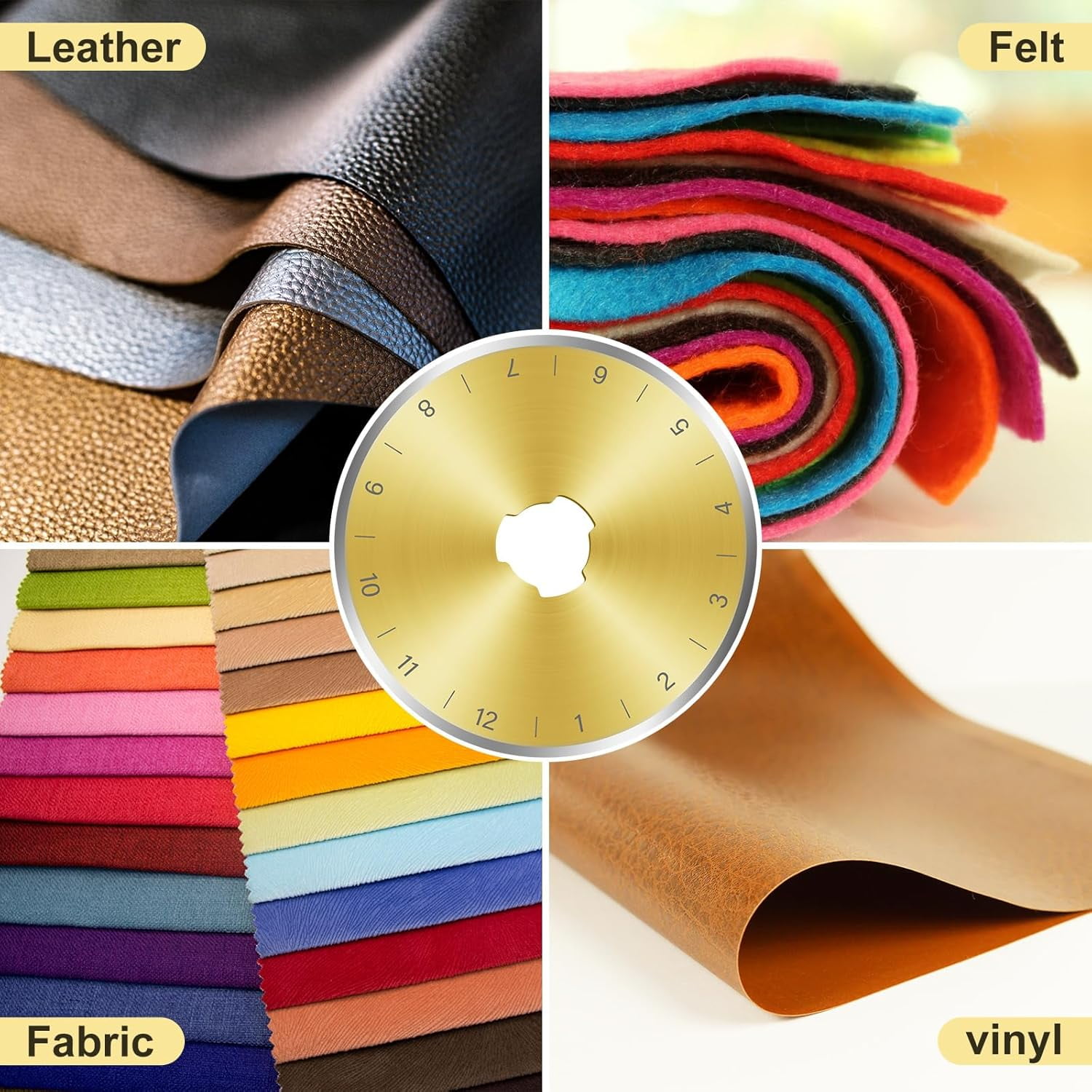 Titanium Coated 15 Packs 45mm Rotary Cutter Blades 45mm Quilting supplies Rotary Cutter Blades for fabric by, compatible with OLFA,Fiskars,Mr.Pen,DAFA,Truecut etc. Sharp and Durable
