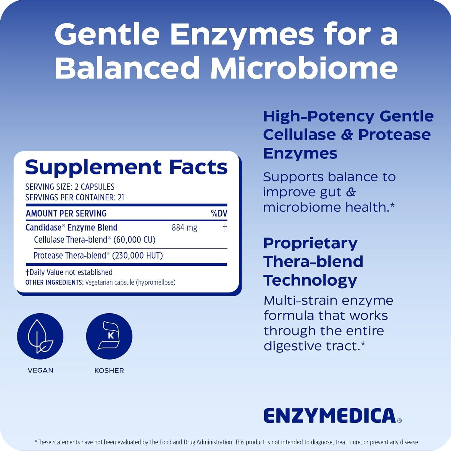 Enzymedica, Candidase, 42 Capsules, Enzyme Supplement to Support Balanced Yeast Levels and Digestive Health, Vegan, 21 Servings