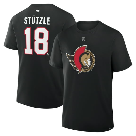 Men's Fanatics Tim Stutzle Black Ottawa Senators Authentic Stack Name & Number T-Shirt