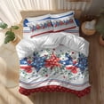 thumbnail image 2 of Independence Day Star Full Size Comforter Set, Farm Red Blue White Star Eucalyptus Leaves Bedding for All Seasons, 4 Pcs Bed Set, 1Quiltcover (86"x86") ,1Sheet(80"x116"), 2Pillowcases (30"x20"), 2 of 10
