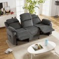 thumbnail image 3 of Bonzy Home Electric 3-Seat Recliner Sofa Set— Power Electric Recliner Chair with Remote Control & Side Pockets, Compact Home Theater Seating for Small Spaces, Gray, 3 of 9
