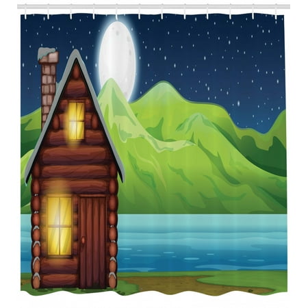 Log Cabin Shower Curtain Countryside Theme Image Of A Rustic
