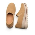 thumbnail image 2 of LUOBANIU Women's Platform Loafers Comfort Suede Wedge Shoes Slip-On Casual Thick Soft Business Work Penny Loafers Beige37, 2 of 5