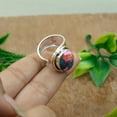 thumbnail image 5 of Pink Oyster Turquoise Stone 925 Sterling Silver Adjustable Statement Ring Gift Jewelry, 5 of 5