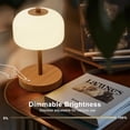 thumbnail image 3 of 9" Cordless Table Lamp, Wood Grain Rechargeable Battery Operated Lamp, 3-Way Stepless Dimming Touch Lamps, Small Glass Bedside Nightstand Light for Bedroom Dining Table Living Room Shelf Decor, 3 of 6