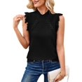 thumbnail image 2 of Womens Sleeveless Sweater Vest Mock Neck Cable Knit Fringe Cap Sleeve Boho Trendy Pullover Tank Tops Black XL, 2 of 9