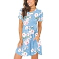 thumbnail image 1 of Lenago Women's Crewneck Short Sleeve Solid Mini Swing Dress with Pockets, 1 of 6