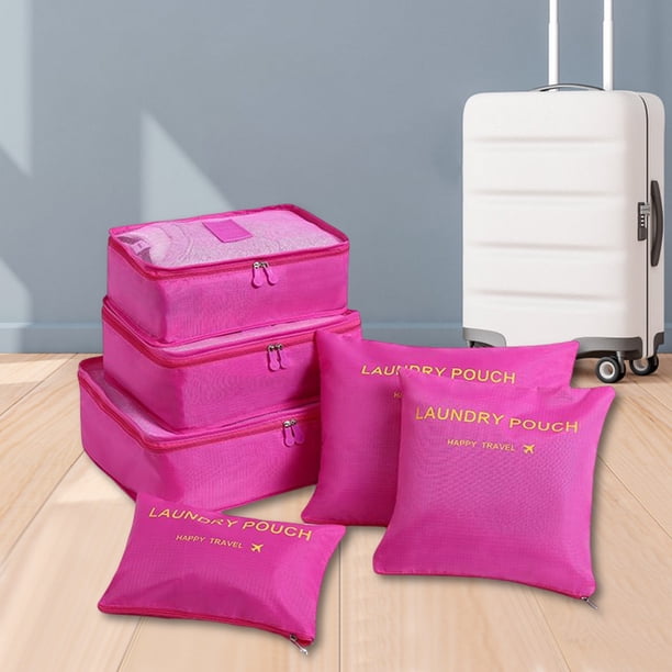 Bolsas De Almacenamiento De Viaje 6 unids/set bolsa de almacenamiento de equipaje bolsa de embalaje de viaje para ropa interior de zapatos (rosa roja)