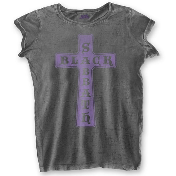 Black Sabbath Ladies T-Shirt: Vintage Cross (Burnout) (Large)