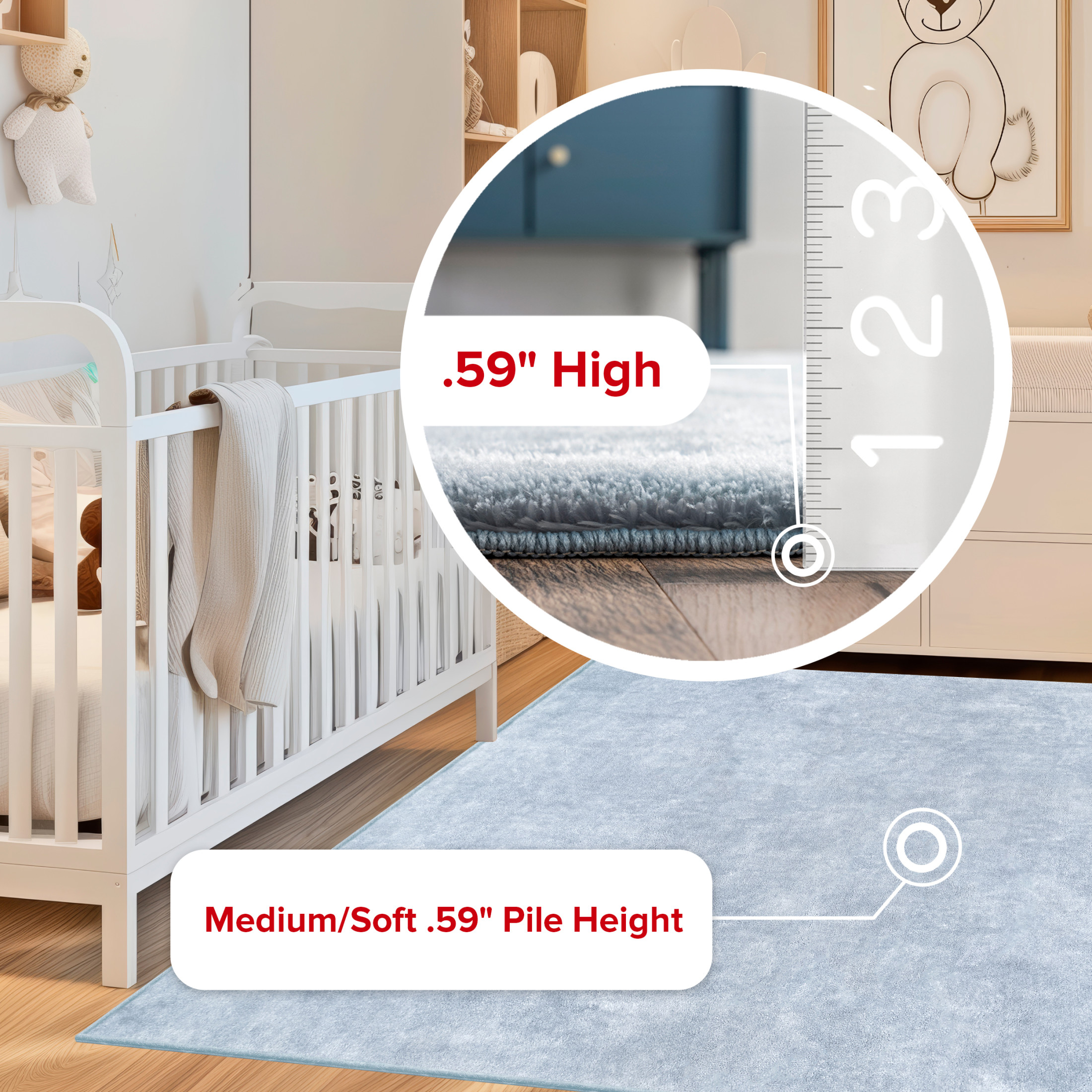 nuLOOM Loni SuperiorWash Solid Machine Washable Shag Area Rug, 2' 6" x 8', Runner, Loni Light Blue