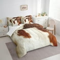 thumbnail image 3 of Manfei Cow Hide Print 7-Piece Bedding Comforter Set,Rustic Farmhouse Cabin King Bedding Sets,Beige Brown Cattle Hide Bed Sheets For Adults,Microfiber Bedroom Decor, 3 of 8