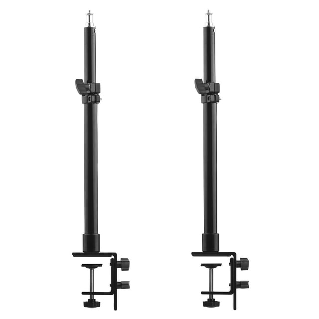Soporte metálico ajustable para escritorio con abrazadera en C (2 piezas) - Ideal para luces anulares, cámaras y proyectores
Soporte de aluminio resistente con rosca 1/4" - Altura ajustable