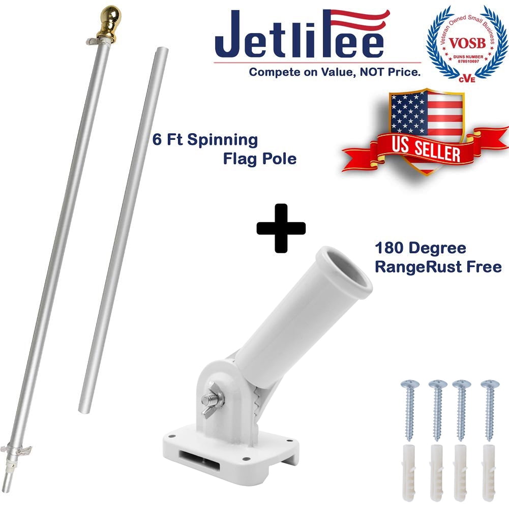 Jetlifee Flag pole and Bracket Set 6 Ft Aluminum Tangle Free