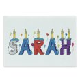 thumbnail image 1 of Sarah Cutting Board, Celebratory Birthday Girl Name Lettering with Colorful Letters and Balloons, Decorative Tempered Glass Cutting and Serving Board, Large Size, Multicolor, by Ambesonne, 1 of 1