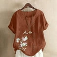 thumbnail image 2 of Camisetas de Manga Corta para las Mujeres Impreso Botón de Manga Corta Camiseta Blusa Poliéster, Ropa Casual Mirar Superior para las Mujeres, 2 of 4