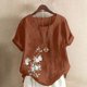 thumbnail image 2 of Camisetas de Manga Corta para las Mujeres Impreso Botón de Manga Corta Camiseta Blusa Poliéster, Ropa Casual Mirar Superior para las Mujeres, 2 of 4