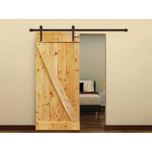 36 In X 84 Distressed Z Series Colonial Maple Solid Knotty Pine Wood Interior Sliding Barn Door With Hardware Kit Com Hardware Kit, Distressed Sliding Barn Door