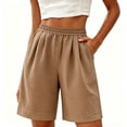 thumbnail image 2 of NTACZA Elastic Waist Workout Shorts With Pockets High Bermuda Wide Leg Vacation Relaxed Fit For Walking Beach Casual Shorts For Women, 2 of 6
